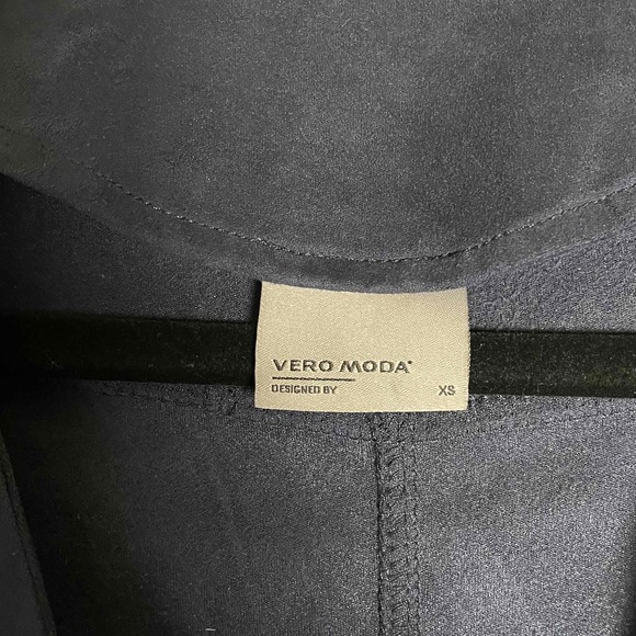 Vero Moda Women's Navy Open Faux Suede Southwestern Fringe Jacket Extra Small - Picture 7 of 11